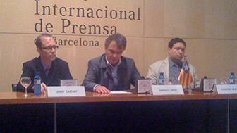 Josep Castany, Santiago Espot y Francesc Castany, durante la rueda de prensa